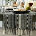 thumbnail image 3 of Contemporary Home Living Braided Stripes Cotton Table Runner with Tassels - 108" - Black and Cream, 3 of 5