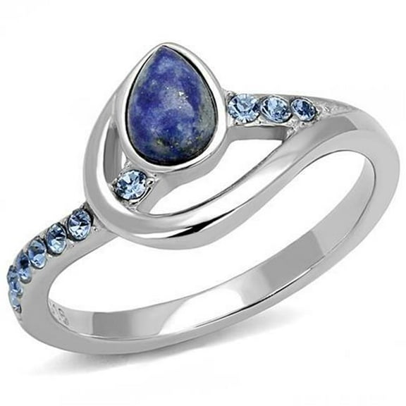 Alamode TK3210-7 Women High Polished Stainless Steel Ring with Semi-Precious in Montana - Size 7