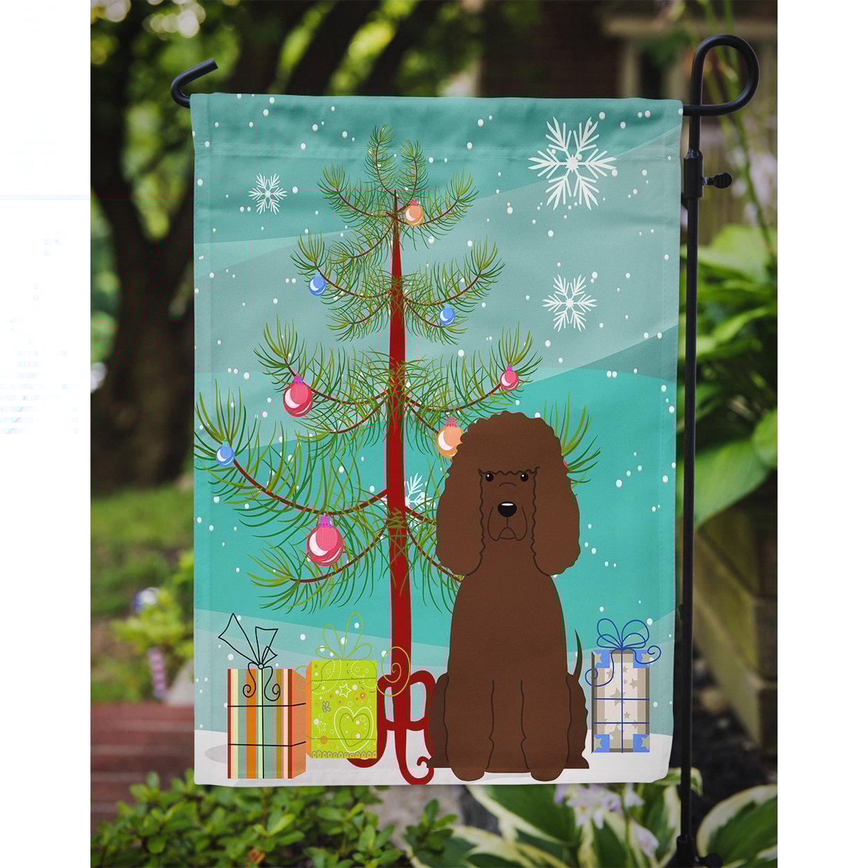thumbnail image 3 of Caroline's Treasures BB4188GF Merry Christmas Tree Irish Water Spaniel Flag Garden Size , Small, multicolor, 3 of 3