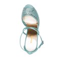 thumbnail image 3 of XYD Women Espadrilles Wedge Sandals Woven Straw Peep Toe Rhinestones Platform Heels Slender Crossover Straps Glamour Party Shoes Size 12 Blue, 3 of 4