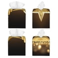 thumbnail image 2 of Lsque Golden Glitter And Light Printed Tissue Box Cover Holder, Facial Paper Organizer Dispenser,Square with Bottom Belt, PVC Leather Decorative Organizer, 2 of 8