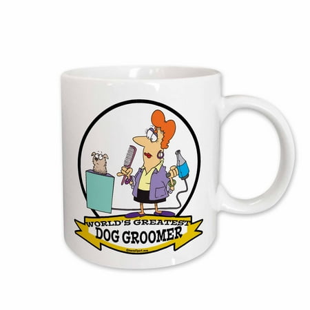 

3dRose Funny Worlds Greatest Dog Groomer Women Cartoon Ceramic Mug 11-ounce