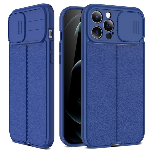 Funda protectora de lente de cámara deslizante para iPhone 13 12 Mini 11 14 Pro Max XR XS 7 8Plus, funda de lujo con textura de cuero suave a prueba de golpes Tan Jianjun unisex
