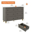 thumbnail image 6 of WAMPAT Dresser with 6 Drawers for Bedroom, Modern Wood Wide Double Dressers with Chest of Drawers, Dark Grey, 6 of 7