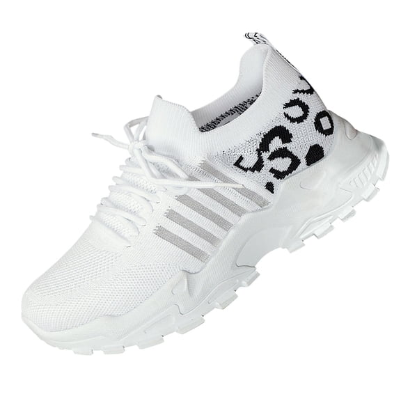 AUDeals Womens Fashion Leopard Print Lace Up Low Top Wear Resistant Breathable Mesh Sneakers Casual Comfortable Sports Running Shoes (White, 8.5)