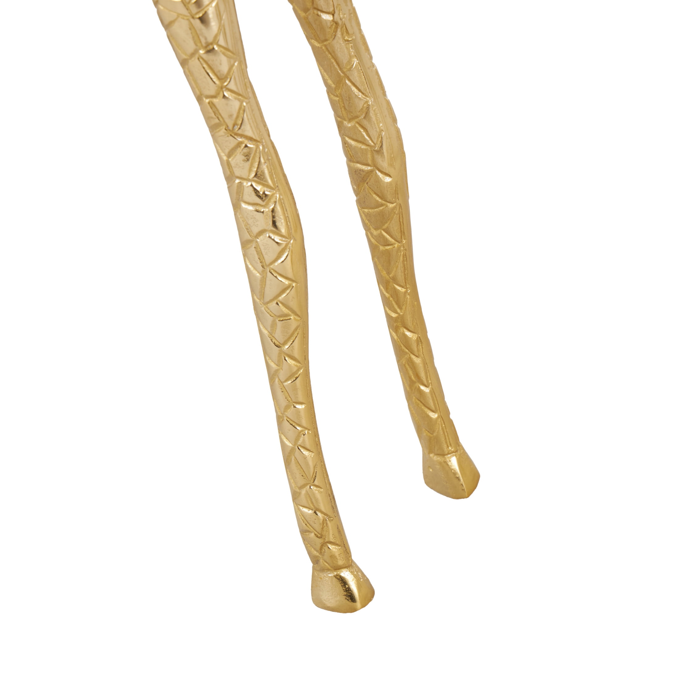 32", 23"H Gold Aluminum Metal Standing Giraffe Sculpture with Carved Spots, by DecMode (2 Count)