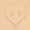 thumbnail image 2 of ievspot 1 Set Women Necklace Earrings Set Rhinestone Adjustable Neck Jewelry Copper Tassel Hanging Earrings Bride Wedding Prom Party Jewelry Set, 2 of 8