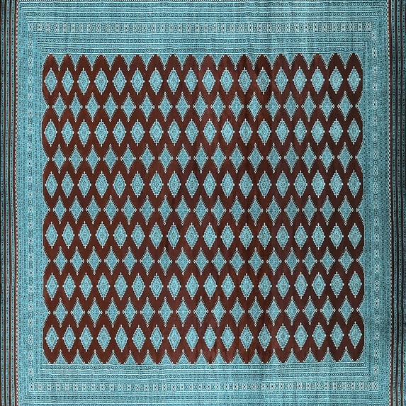 Ahgly Company Indoor Square Oriental Light Blue Industrial Area Rugs, 6' Square