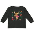 thumbnail image 3 of Inktastic Woodland Moose Spring Flowers Girls Long Sleeve Toddler T-Shirt, 3 of 5