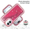 thumbnail image 3 of Case for iPhone 16 Plus,Military Grade 3 in 1 Hybrid Glitter Liquid Quicksand Moving Stars Sparkle Flowing Shockproof Protective Phone Case for iPhone 16 Plus,6.7 inch（Rose）, 3 of 10