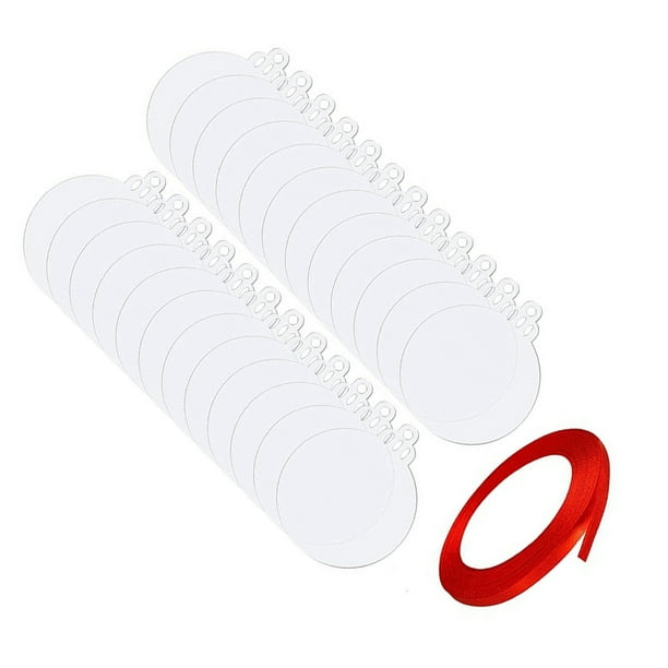 Advancent 25/30 Uds. Adornos de acrílico transparente de Navidad DIY en blanco con cinta roja colgantes de árbol de Navidad para fiesta Kits de decoración para fiestas 25 piezas