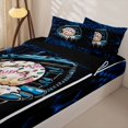 thumbnail image 3 of Homewish Blue Drip Sprinkle Baseball Zipper Twin Comforter Sets with Fitted Sheet and 2 Pillowcases, Sport Zipper Bedding Set for Boys and Girls, Black Reversible, 4-Piece, 3 of 6