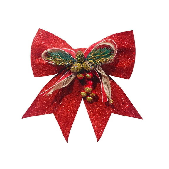 Christmas Bows Ornament for Wreath 7.08×6.69in Red Christmas Bows Outdoor Decoration Large Three-dimensional Ribbon Bows Craft Gift Bows Hanging Decoration for Wreaths Outdoor,Tree Topper
