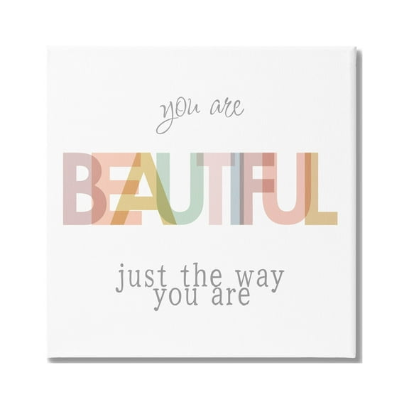 Stupell Industries Beautiful Self Confidence Phrase Inspirational Painting Gallery Wrapped Canvas Art Print Wall Art, 17 x 17