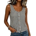thumbnail image 2 of Tank Tops for Women Sleeveless Round Neck Plaid Button Shirts, 2 of 9