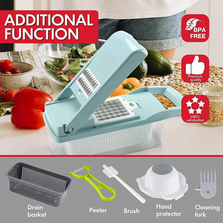 Ourokhome Onion Chopper Vegetable Dicer - 7 Blades Mandolin Slicer Pro  Cutter with Egg Separator and Drain Basket(White)