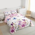 thumbnail image 4 of Manfei Rustic Butterfly Full Size Comforter Sets,Country Farmhouse Lodge Bedding Comforter Set,Pink Blue White Bedding Sets For Girl,Luxury Bedroom Decor Reversible,3pcs, 4 of 9