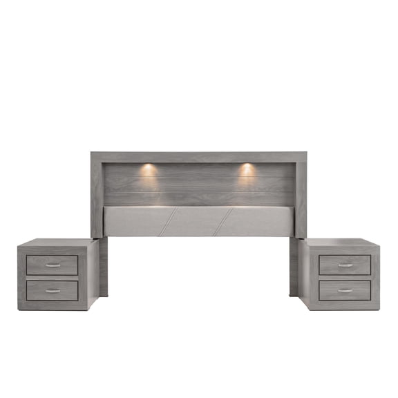 Recamara Kessa Muebles  Valentina King Size 3 Piezas Gris