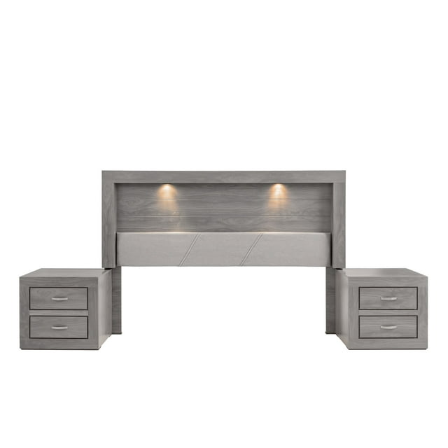 Recamara Kessa Muebles Valentina King Size 3 Piezas Gris