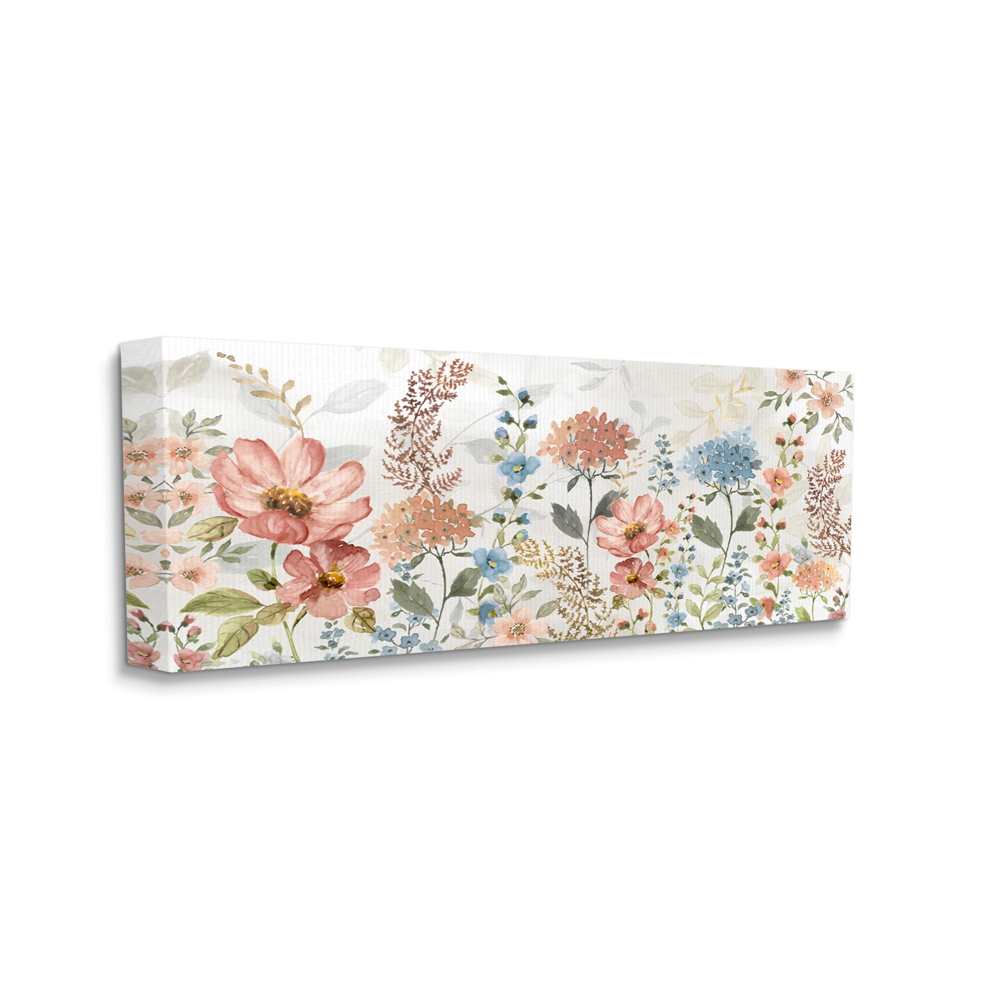 Stupell Industries Pastel Spring Florals Botanical & Floral Painting Gallery Wrapped Canvas Art Print Wall Art, 30 x 13