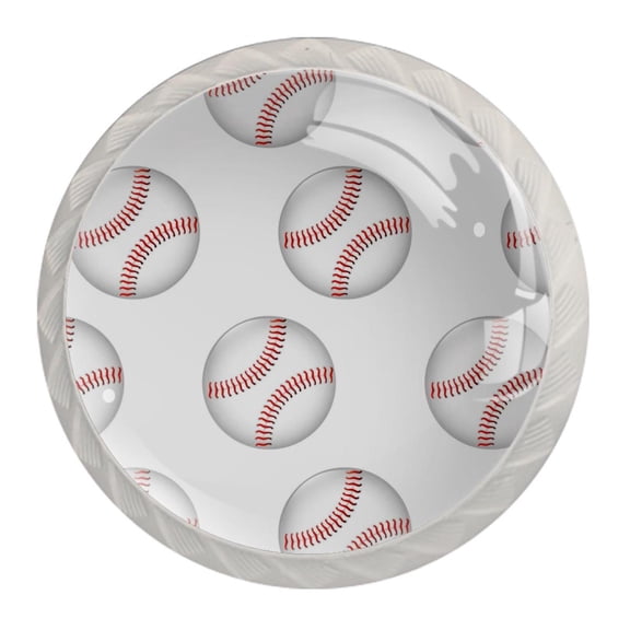 4 Pcs Baseball Knobs for Kitchen Cabinet Cupboard Dresser Bookcase Drawer Pulls Handles Round Home Decor