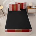 thumbnail image 4 of Castle Fairy Vintage Hand-Drawn Stripe Zipper Twin Comforter Sets with Fitted Sheet and 2 Pillowcases,Retro Leather Textured Panel Zipper Bedding Set,Rust Tan White,Reversible, 4 of 5