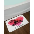 thumbnail image 2 of Wine Bath Mat, Hand Drawn Sketch Illustration with Splash Watercolor Heart I Love Wine Theme, Non-Slip Plush Mat Bathroom Kitchen Laundry Room Decor, 29.5 X 17.5 Inches, Pink Coral Black, Ambesonne, 2 of 2