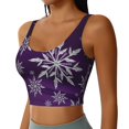thumbnail image 2 of Fotbe Snowflake Gradient Purple Sujetador Deportivo Largo sin Aros para Mujer con Almohadillas y Soporte Medio, Transpirable y Absorbente, Camiseta Tipo Chaleco o Tank Top-Small, 2 of 8