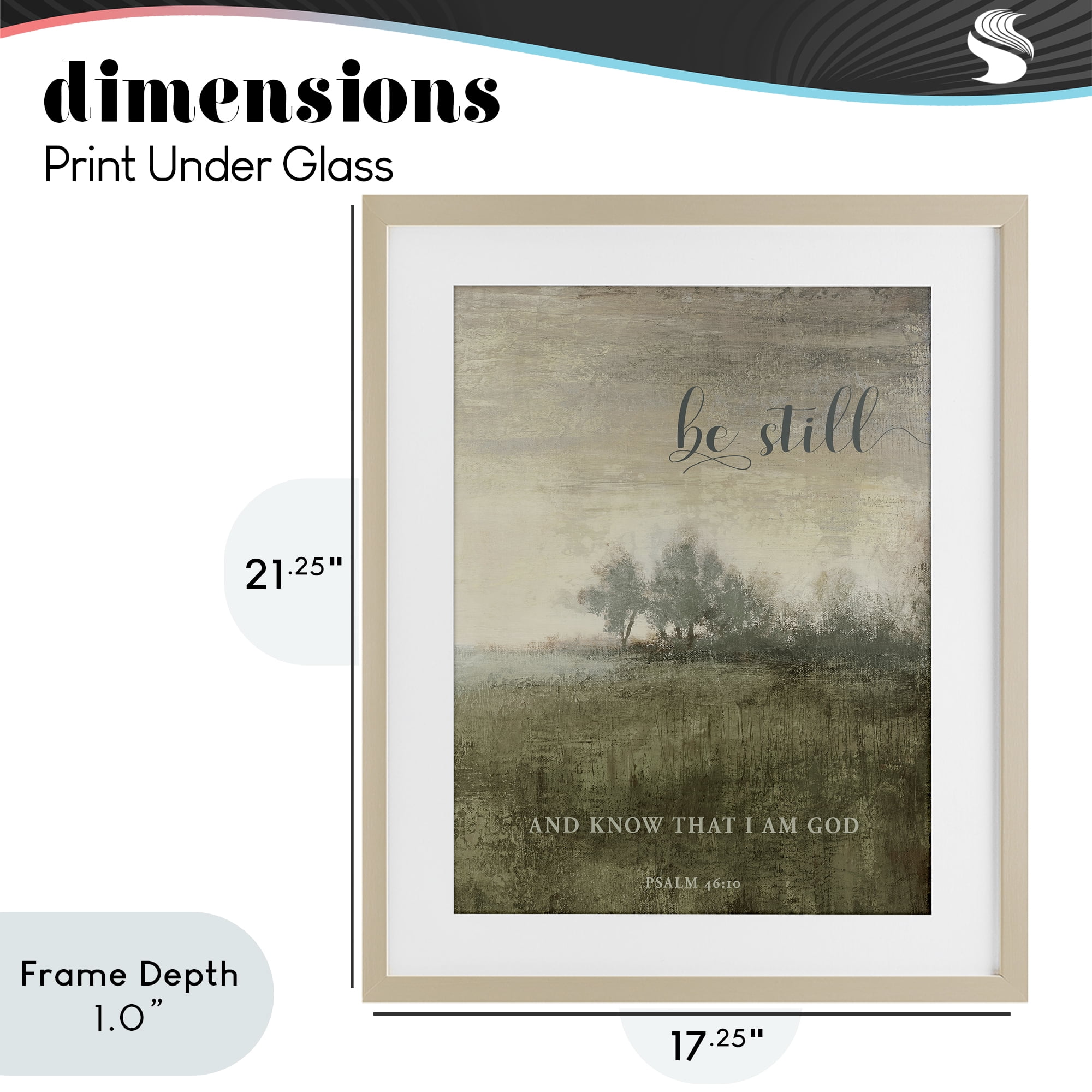 Stupell Industries Be Still Psalm 46:10 Birch Framed Print Under Glass, design by Michael Marcon