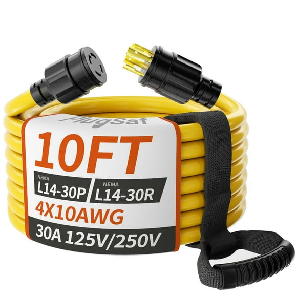 Heavy Duty 10FT 30 Amp Generator Extension Cord NEMA L14-30P/L14-30R 10 Gauge
