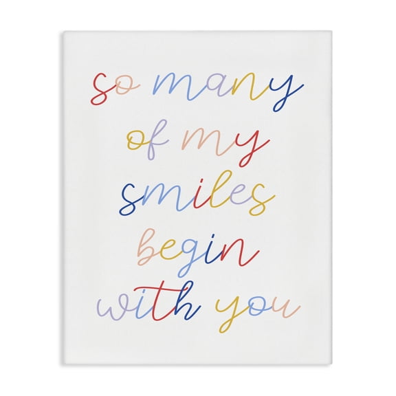 Stupell Industries Contemporary Many Smiles Begin With You Phrase Motivational Family Canvas Art, 16 x 20, by Lil' Rue