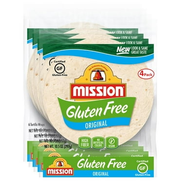 Mission Gluten Free Soft Taco Tortillas, Trans Fat Free, High Fiber, 6 Count - 4 Packs (24 Tortillas)