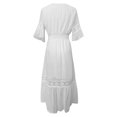 thumbnail image 7 of Women Fashion White Deep V Lace Splicing Dress Wedding Party Elegant Dress plus Size Dresses for Women Summer Wrap Dresses Summer Midi Dress for Women Dress Casual Summer Short Sleeve Solid Tie Dress, 7 of 7