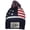 Navy/White - Beige Patch, variant on USA Cuffed Pom Beanie W/Laser Engraved America 250th Anniversary Design Patch - Navy/Beige - Rawhide Patch