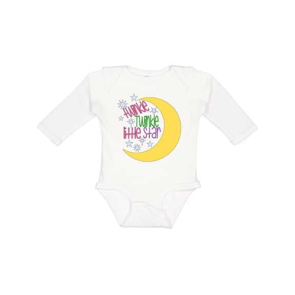 Inktastic Twinkle Twinkle Little Star with Yellow Moon Boys or Girls Long Sleeve Baby Bodysuit