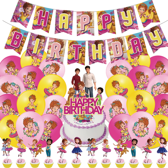 38 Pcs For Fancy Theme For Nancy Birthday Party Decorations,With 1 Happy Birthday Banner Garland,24 Balloons,13 Cupcake Toppers,for Party Decorations