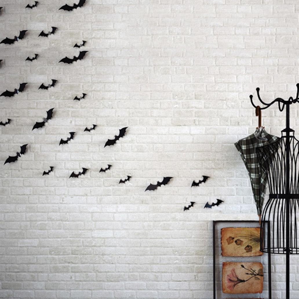 PVC  Room Window Mural Halloween Decoration 3D Bats Decal Wall Art Wall Sticker 