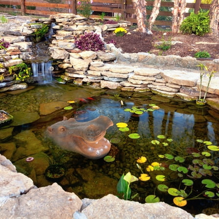 MERRYHAPPY Hippo Garden Statue Resin Light Brown Decorative Outdoor Animal Sculpture 1 Pack