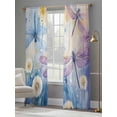 thumbnail image 4 of Purple Summer Dragonfly Sheer Curtains for Living Room Bedroom Spring Floral Watercolor Sheer Curtains 108 Inch Long 2 Panels Set Light Filtering Curtain Window Treatments Drapes for Dining Room, 4 of 6