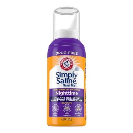 Simply Saline Plus Nighttime Formula Nasal Mist+Eucalyptus, Extra Strength 4.25 oz (Pack of 11)