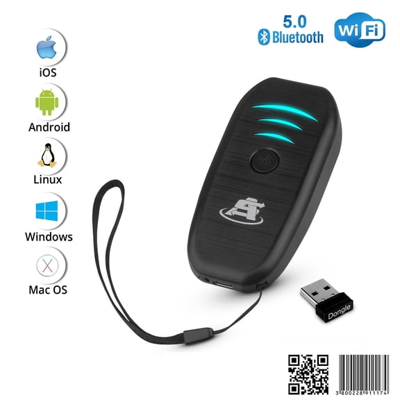 ScanAvenger SA1100 Mini Wireless Barcode Scanner - Bluetooth, Rechargeable 1D/2D Handheld QR Scanner