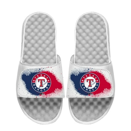 

Men s ISlide White Texas Rangers Spray Paint Slide Sandals