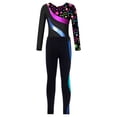 thumbnail image 3 of iixpin Kids Girls Rhinestone Long Sleeve Gymnastic Leotard with Athletic Leggings Dance Skating Costume Tracksuit Star Black&Blue 8, 3 of 7
