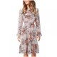 thumbnail image 1 of Vestido midi de manga larga con volantes y puños acampanados con estampado floral para mujer Pompotops hdfakjf2212, 1 of 7