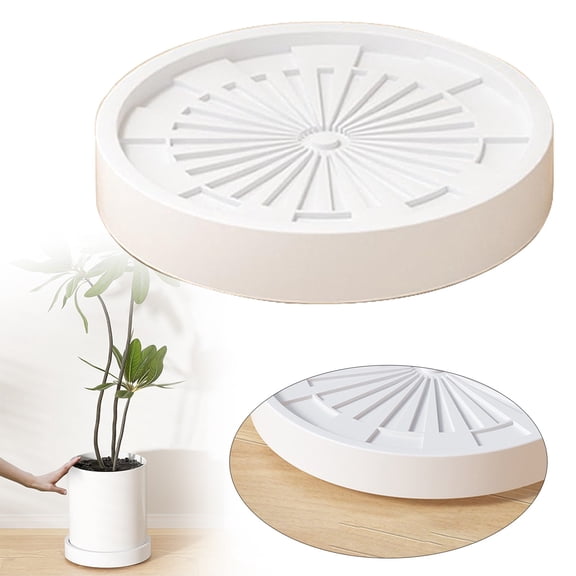 1 Pack Plant Caddy with Hidden Wheels, 7.87" Heavy Duty Rolling Plant Stand with Removable Drainage Tray and Silent Casters Round Flower Pot Mover Planter Dolly for Indoor Outdoor White