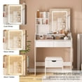 thumbnail image 5 of Veanerwood Makeup Vanity Set with Lights and Power Strip, Vanity Dressing Table with Drawers and Shelves, Bedroom, 31.5in, White, 5 of 9