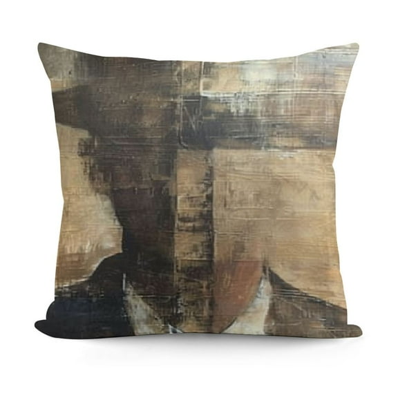 YINGXI Throw Pillow Covers Modern Home Art Decor, Pillow Cases Decorative, Abstract Oil Painting Pillowcases for Bedroom, Living Room, Taupe Tan Grey Brown Beige 12x12in