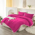 thumbnail image 3 of DNG Luxury 1 Piece Pom Pom Plain Pattern Comforter Set, 800 Thread Count, 100% Egyptian Cotton, White Vintage Pom-Pom Fringe Super Soft (Twin/Twin XL Size Hot Pink Color), 3 of 9