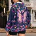 thumbnail image 3 of Uorisanigo Purple Butterfly Women Oversized Sweatshirts Soft Lightweight Oversized Casual Sweatshirts Comfortable Long Sleeve Tops Clothes Size 3XL, 3 of 7