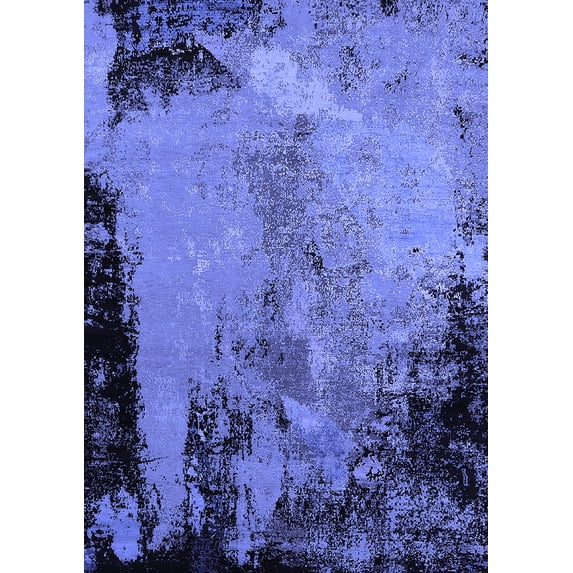 Ahgly Company Machine Washable Indoor Rectangle Oriental Blue Industrial Area Rugs, 8' x 12'